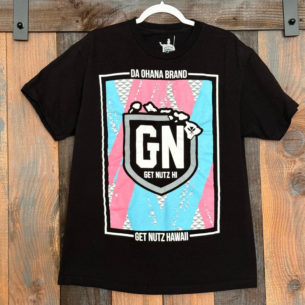 Get Nutz GN Hawaii Da Ohana Brand Mens T-Shirt Black‎ Large Logo